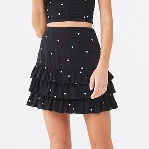 Forever 21 Heart Print Tiered Mini Skirt